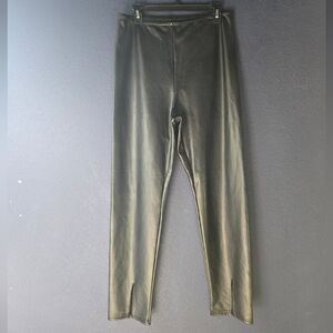 Black Faux Leather Split-hem Leggings